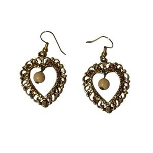 Heart Shaped Gold Tone Earrings